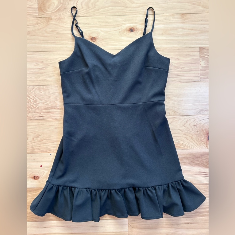 1.State Black Fit Flare Adjustable Straps Stretchy Mini Dress | Size 8